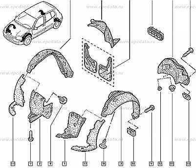 RENAULT CLIO 98-01 Bal hátsó kerékjárati dobbetét  bontott alkatrész